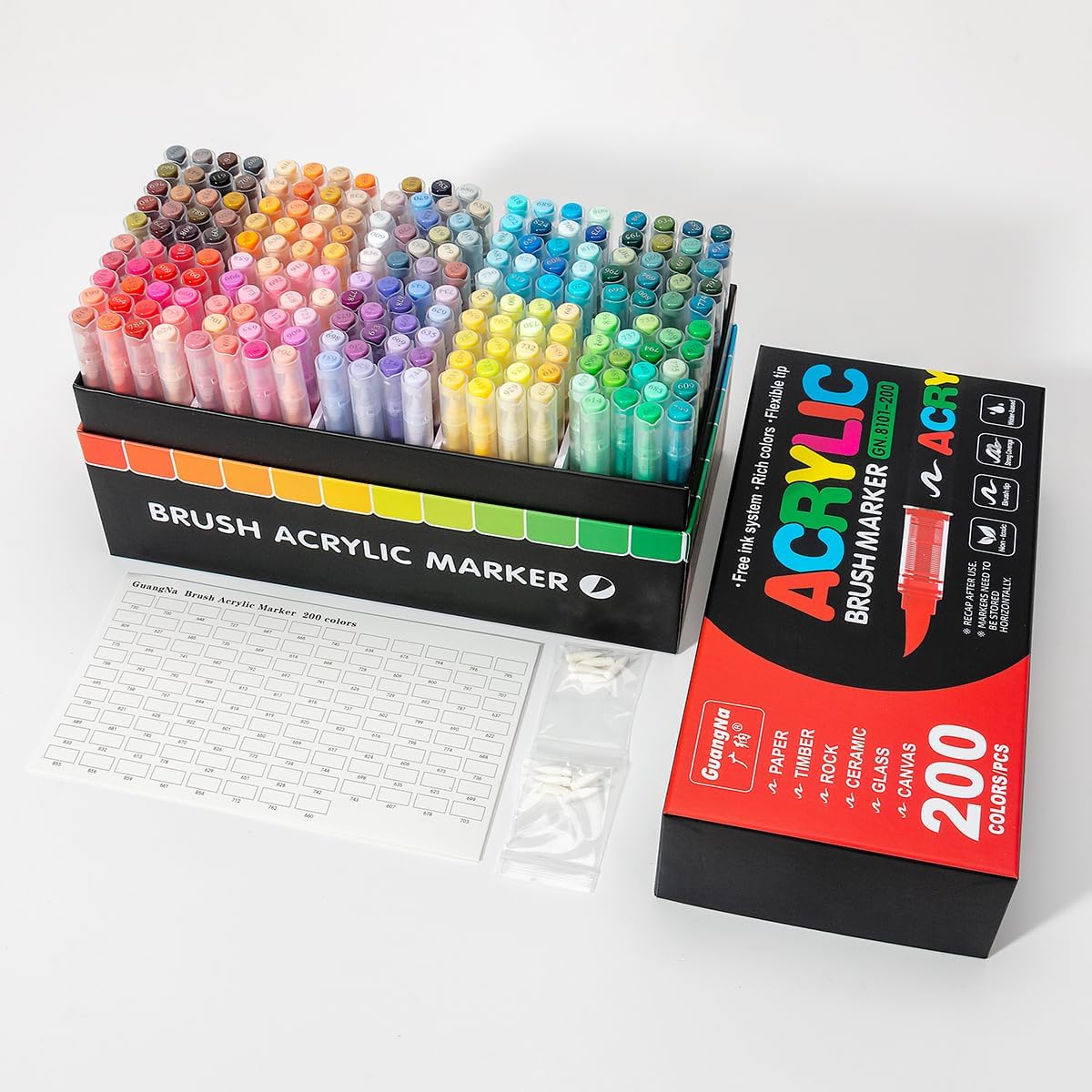 seatosea 200 Colors Paint Pens Art Acrylic Markers for Kids, Soft Brush Fine Tip Set Creative Marker Painting Pen for Coloring Book, Wood, Rock, Ceramic, Glass, Canvas and Crafts.