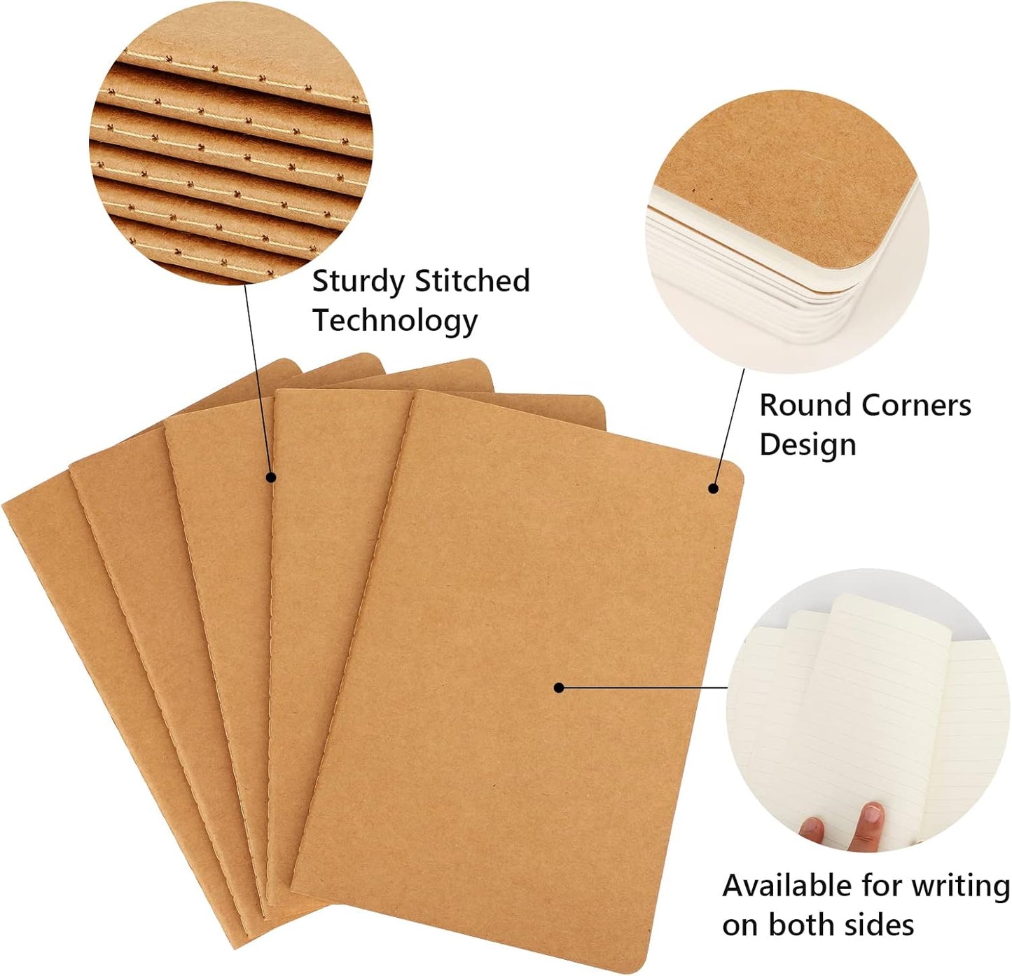 EUSOAR A5 Kraft Notebook, 12 Pack 5.5" x 8.3" 60 Pages Soft Cover Lined Notebooks Journal, Travel Notebook Journal, Drawing Notebook Notepad Sketchbook, Students Office Subject Diary Journal
