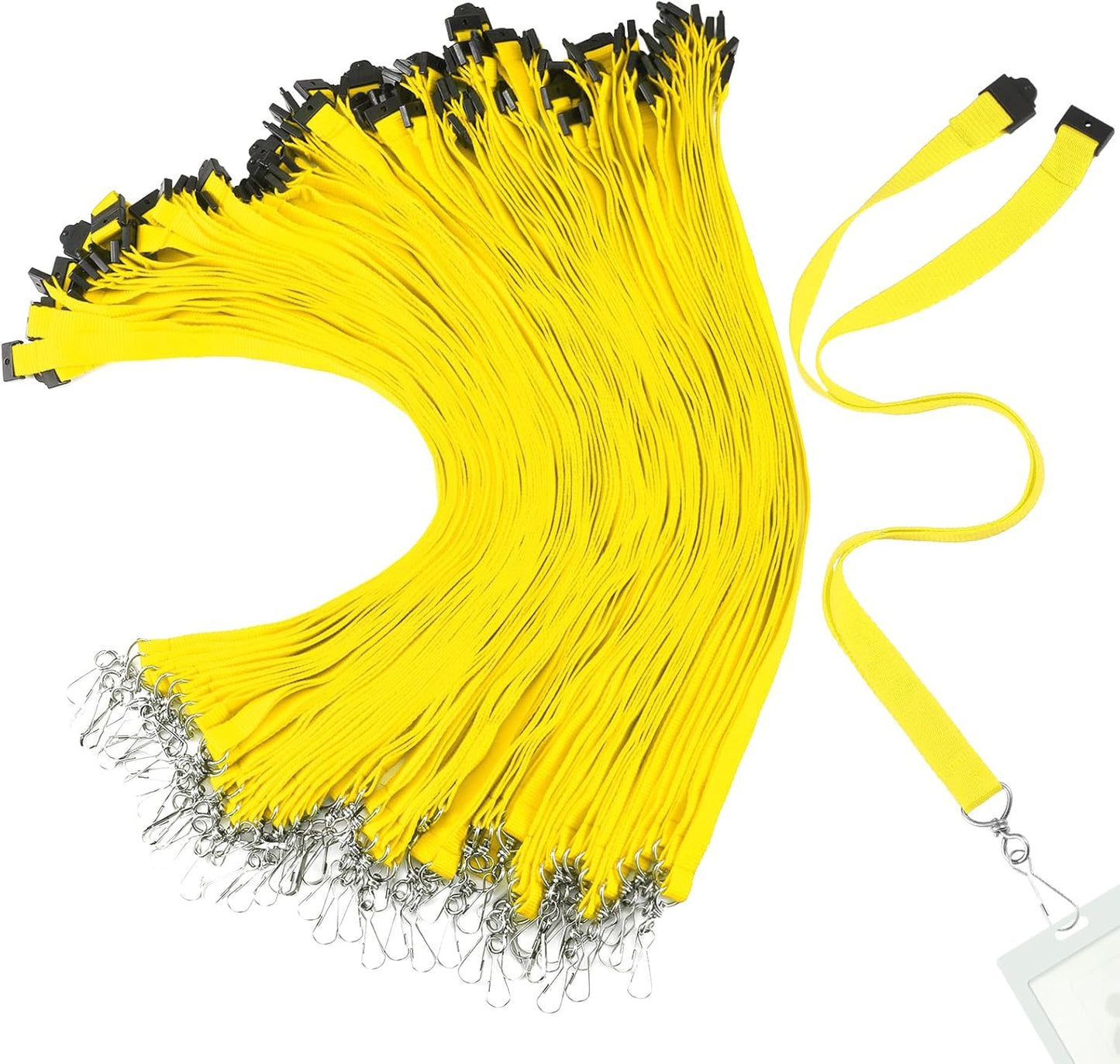 Patelai 120 Pcs Breakaway Lanyards with J Hook Bulk Flat for ID Badges Neck Badge Lanyards Card Nametag Holder Neck Straps (Yellow)