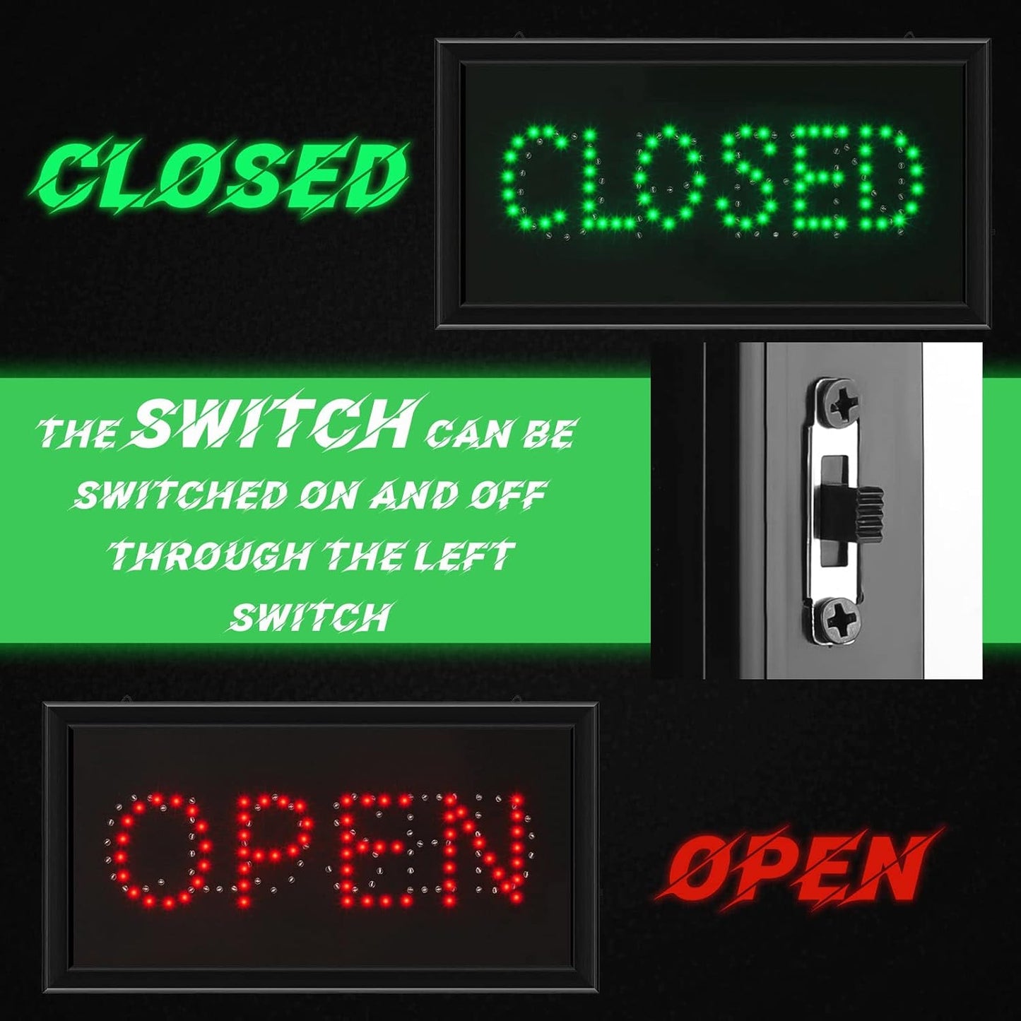 Open Closed Signs for Business LED Open Closed Sign Light Open and Closed Sign Display Closed Neon Sign Coffee Open Sign for Bar Pizza Store Restaurant Hotel ATM Party Supplies,18.9 x 9.8 Inches