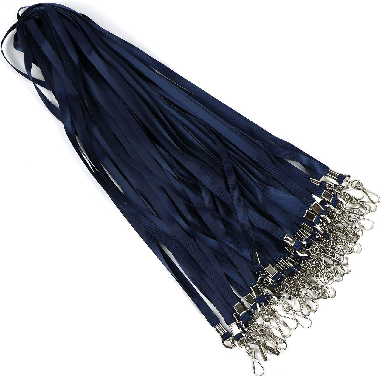 Beebel Navy Blue Lanyard Bulk Lanyards for Id Badges Flat Lanyard with Badge Clip Swivel Hook 50 Pack (Navy Blue)