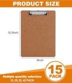 Clipboard, HERKKA 15 Pack Hardboard Office Clipboards Standard A4 Letter Size - Image 2
