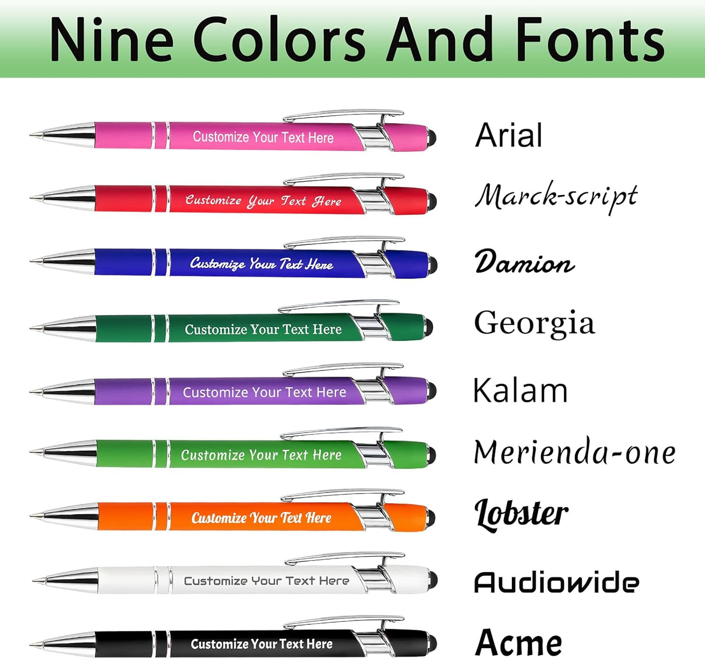 Max 500 Pcs Personalized Pens Bulk, Custom Pens with Free Engraving, Customized Stylus Tip Ballpoint Pen with Your Name Massage Text for School Office Business Graduation Anniversaries-150 Packs