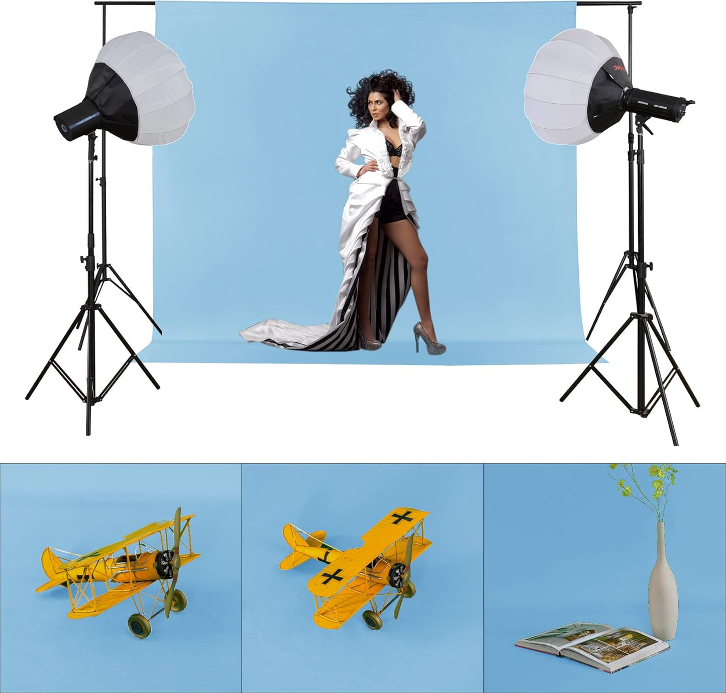 Joccun 8X10 FT Light Blue Backdrop Background for Photography,Polyester Backdrop Curtain Background Screen for Photography,Photoshoot,Video Recording,Studio(8X10ft,Light Blue)