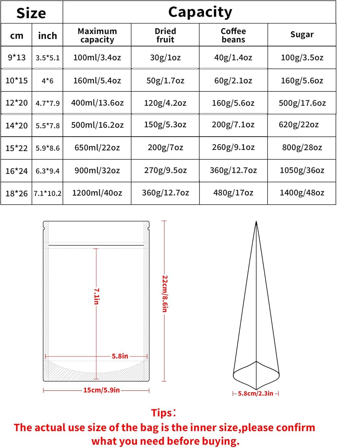 FireKylin 100 Pack Smell Proof Bags 5.9" x 8.6", Resealable Bags with Matte Window, Foil Pouch Stand Up Sealable Bags for Packaging（Black）