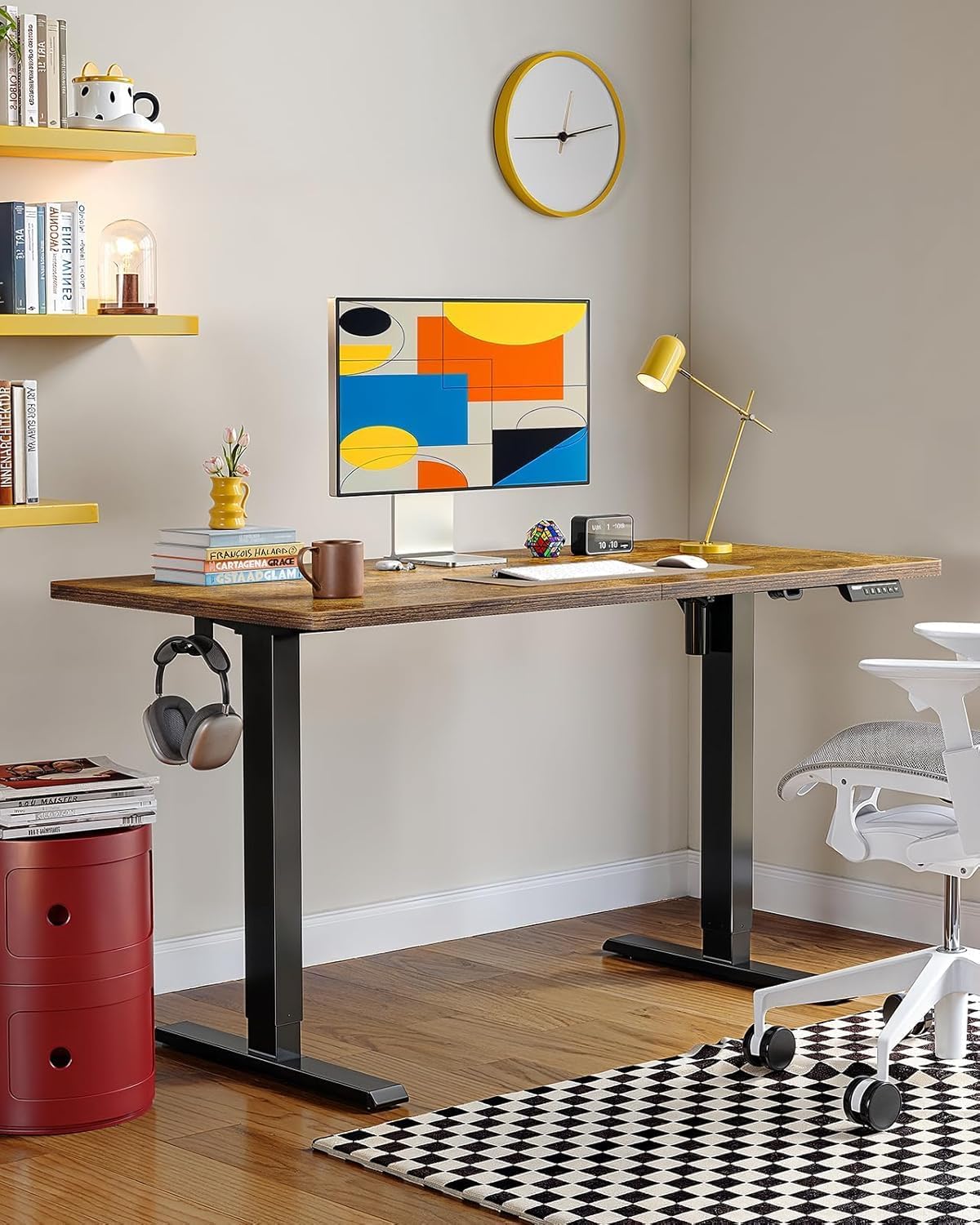 ErGear Electric 71 x 30 inch Standing Desk Workstation, Large Sit Stand up Desk, Memory Computer Home Office Desk, (Vintage Brown) Ships in One Box