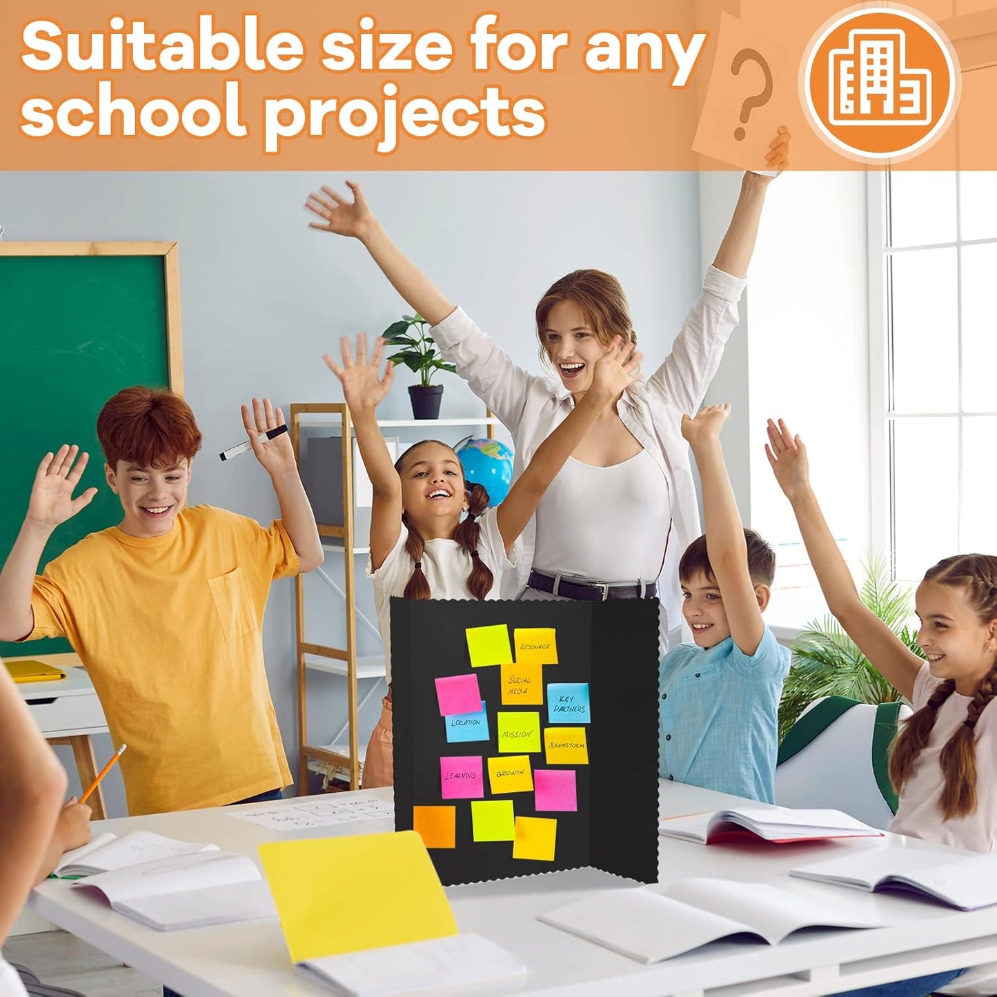 Ctosree 18 Pcs Tri Fold Poster Board Bulk, Lightweight Presentation Board, Science Fair Project Display Paperboard, Single Wall(14 x 22 Inch,Black)