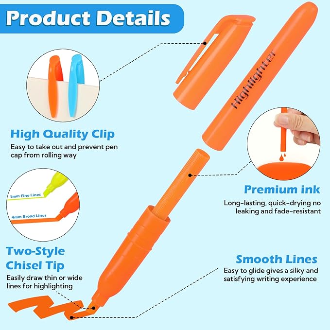 KIZZYEA 288 Pack Highlighters in 6 Assorted Colors, Chisel Tip Dry-Quickly - Image 4