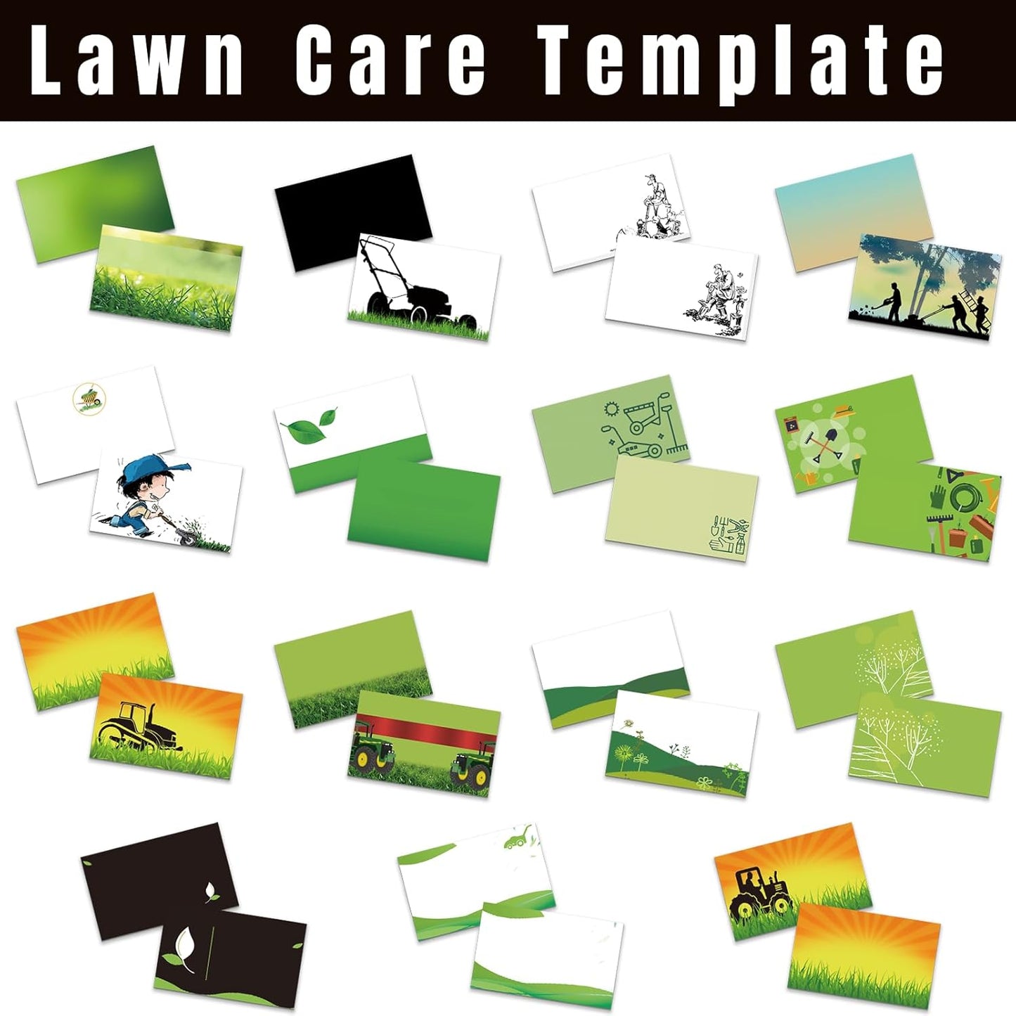 Custom Business Cards with Logo Text - Personalized Lawn Care Template - 1000/500/200/100 Printable Double Sided 3.5"x2" Waterproof Business Cards