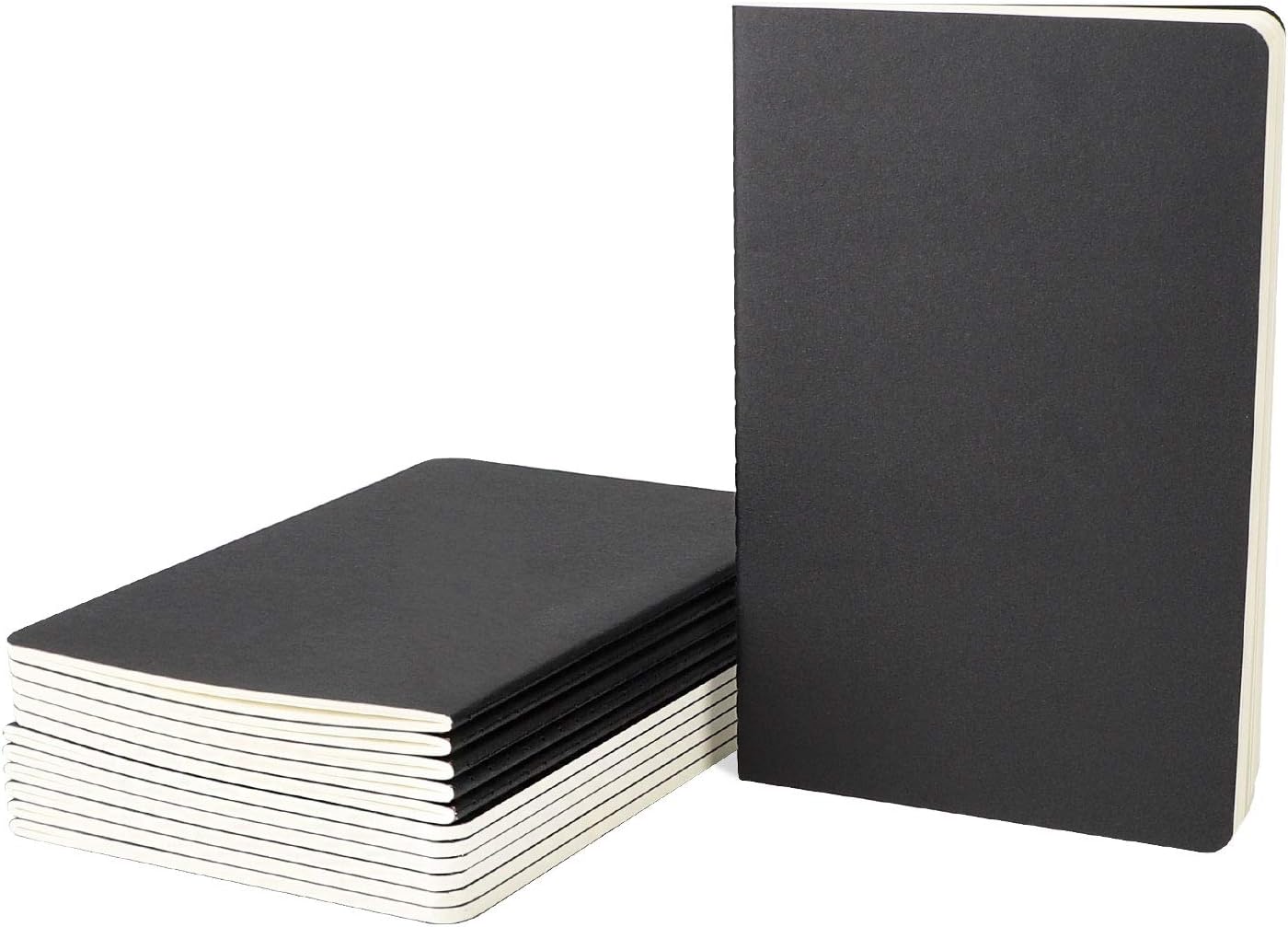 EUSOAR Travel Journal Notebook, A5 12 Pack 5.5" x 8.2" Soft Cover Lined Notebooks Journal, Drawing Notebook Notepad Sketchbook, Students Office Subject Diary Notebooks Journal 60 Lined Pages/30 Sheets