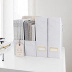 BLU MONACO Set of 4 Magazine Holders | White Marble Design - Image 5