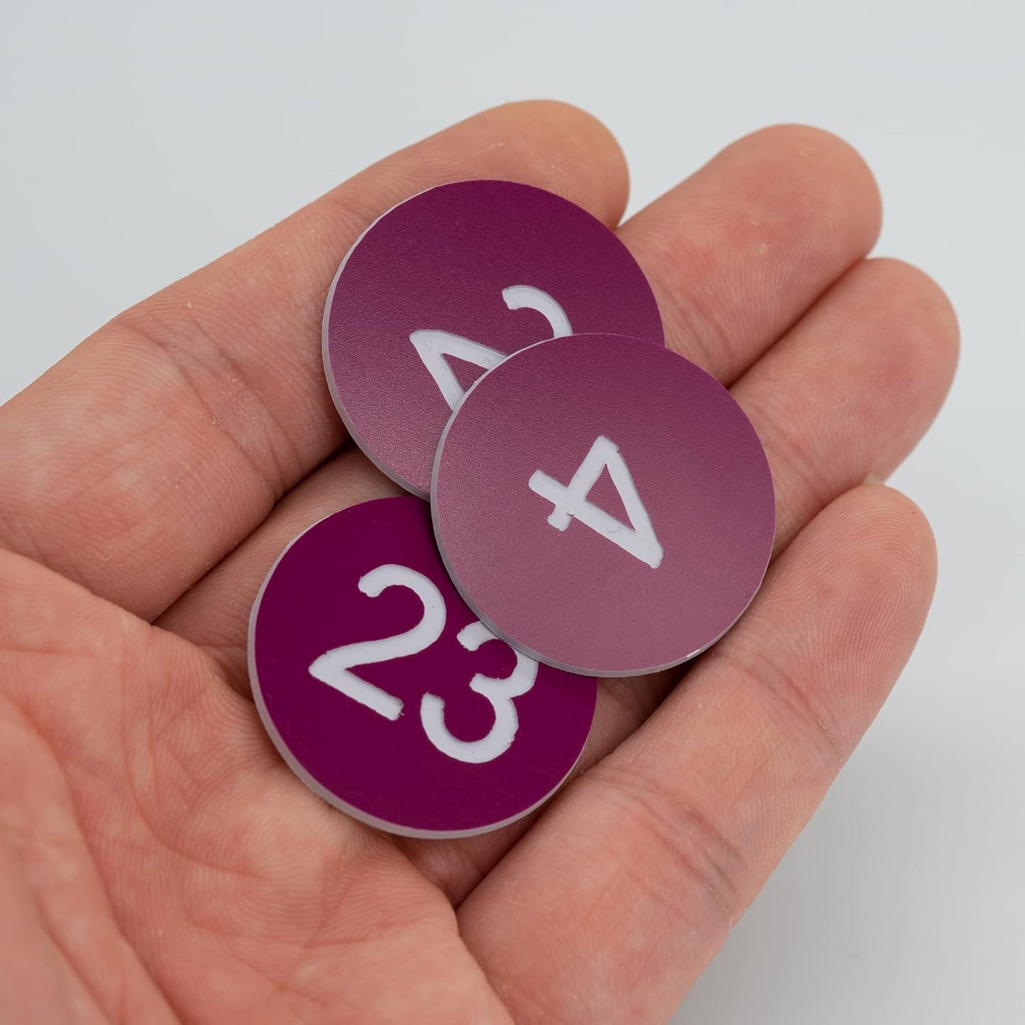 StayMax Plastic Number Tags Engraved Numbered Tags Without Hole (1-100, Purple)