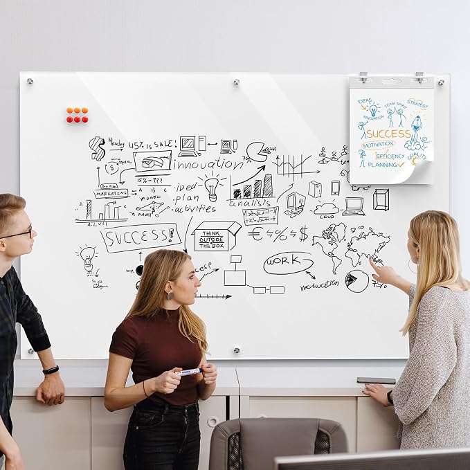 MaxGear Glass Whiteboard Wall Mounted, Frameless Magnetic Dry Erase Board - Image 7