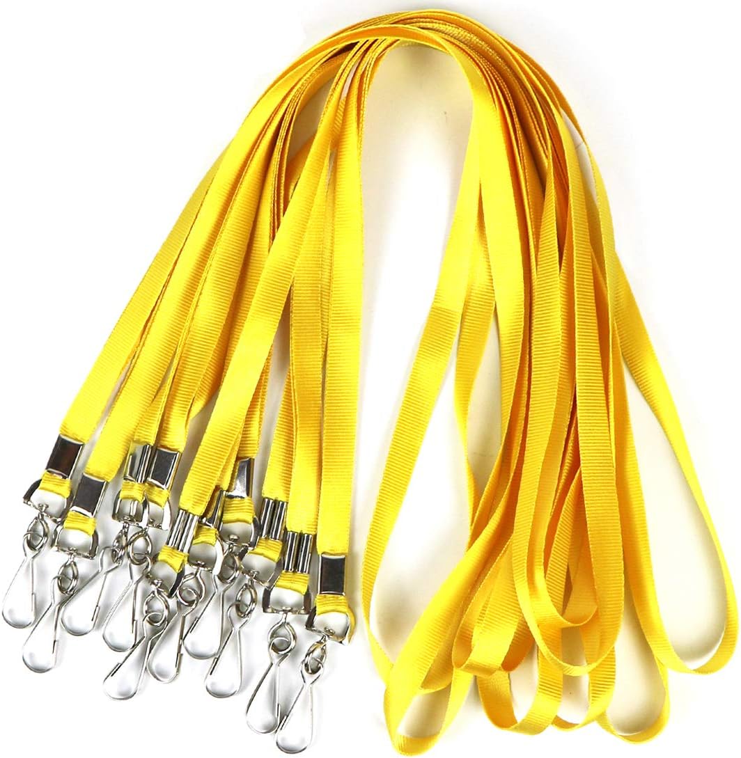 Bird Fiy Yellow Bulk Lanyards for Id Badges Nylon Neck Flat Lanyard for ID Name Badge Holder/Name Tag (Yellow, 50Pcs)