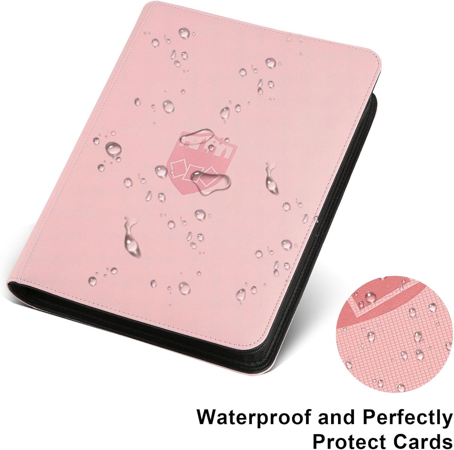 Trading Card Binder 16 Pocket, GERMUN PU Cover Card Binder for 1000+ Cards, Premium Trading Card Holder Folders, Double Sided Pocket Card Album for MTG, TCG (Pink)