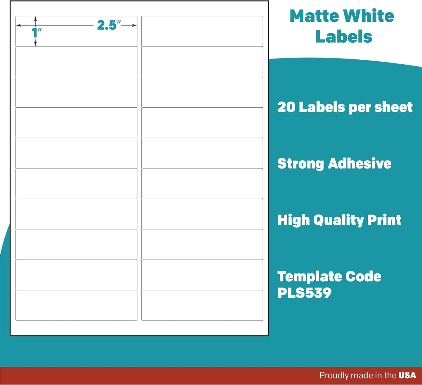 Premium Label Supply White Sticker Address Labels – 4" x 1" – Laser/Inkjet Compatible – (20 per Sheet), 1000 Sheets – 20,000 Total Adhesive Labels