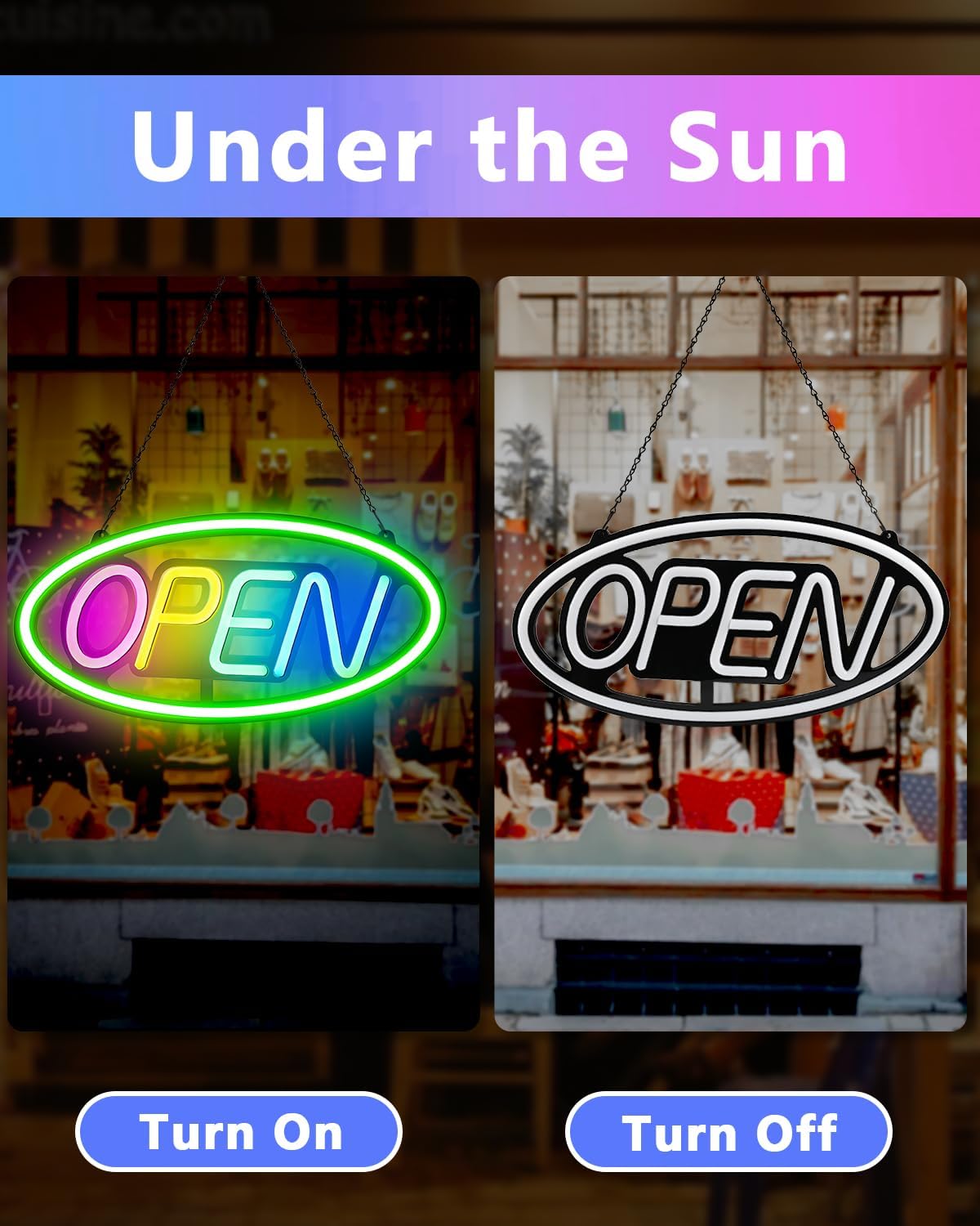 22" X 11" LED Neon Open Sign for Businesses – Ultra-Bright, Remote Control, Color Changing & Scrolling Modes | Adjustable Brightness/Speed | Energy-Efficient Light-Up Sign