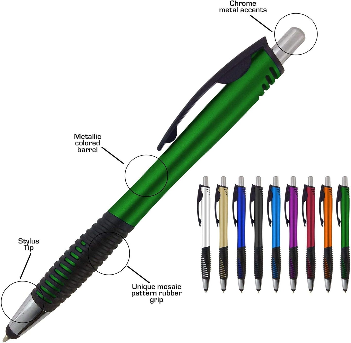 Customized Pens with Your Custom Logo or Text-250 Pack Bulk-for Businesses, Parties, and Events, 2 in 1 Capacitive Stylus & Ballpoint Pen Compatible with Most Touchscreen Devices, Red