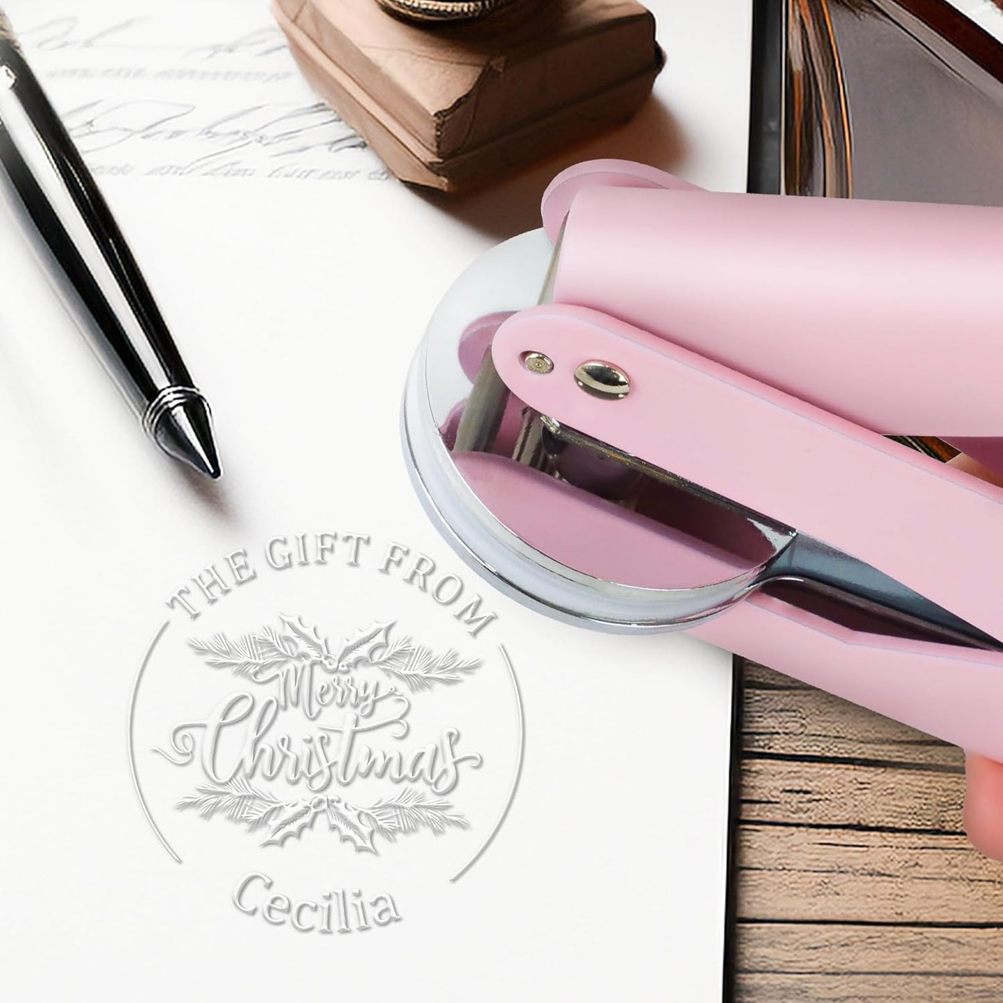 Book Embossing Machine Custom Embossing Machine Stamps,Personalized Library Embossing Machine Stamps Custom Books Business Cards Paper documents notebooks and More.