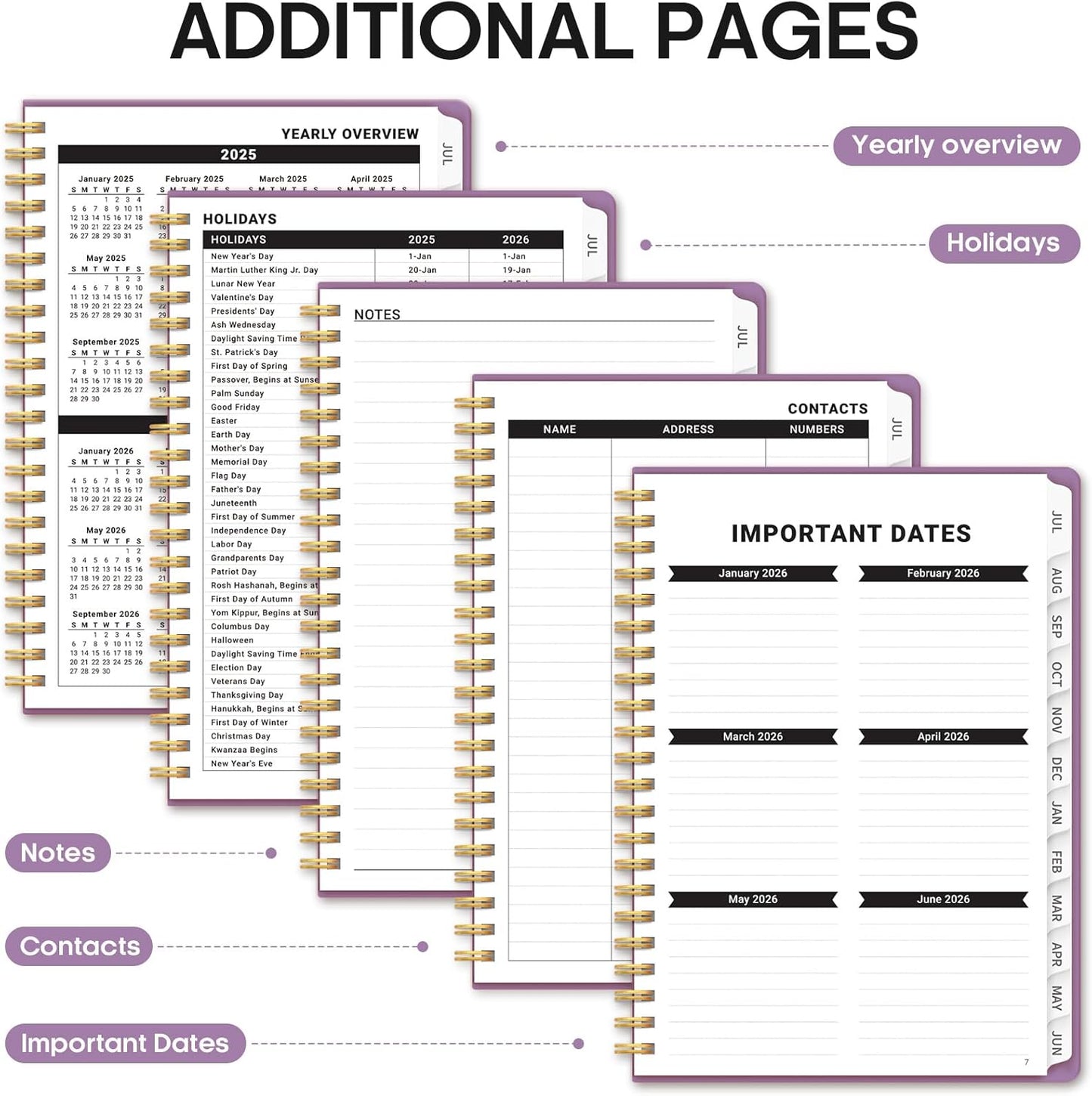 Planner 2025-2026, Academic Year Weekly and Monthly Calender Planner, July 2025 - June 2026, Spiral Bound School Planning Tool, Perfect for Teacher, Student, Women & Men - A5 (6.3" x 8.5"), Purple