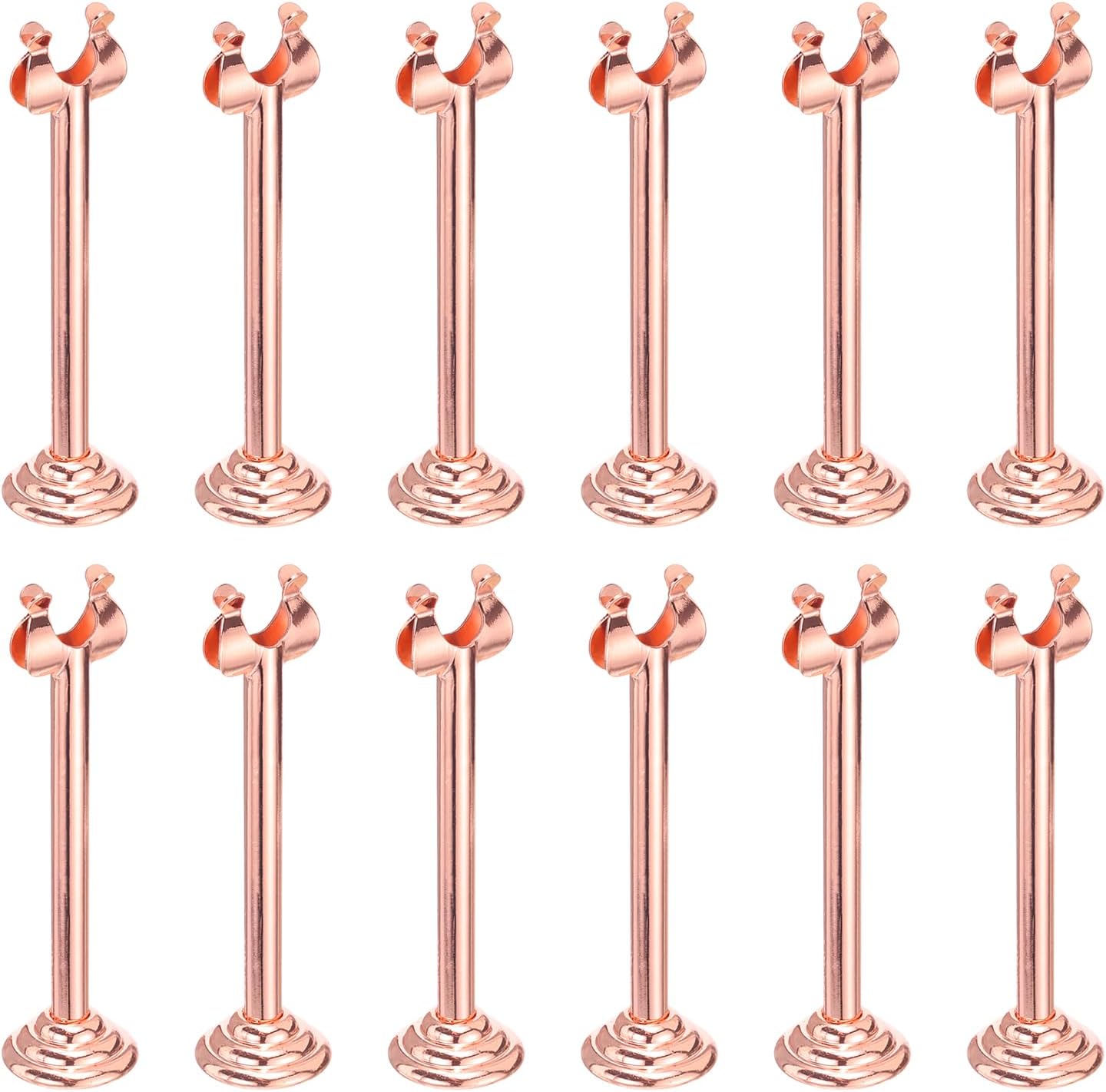 MECCANIXITY 12pcs Rose Gold Table Number Holders, 3.15 Inch Place Card Holders with Large Base for Secure Support