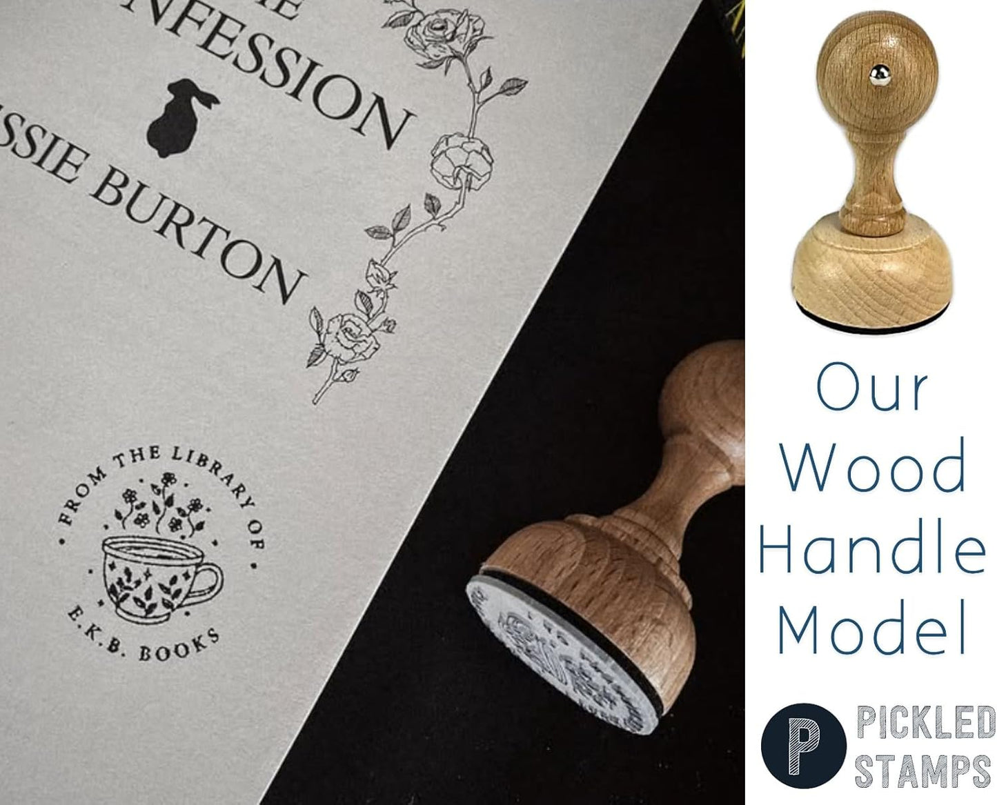 Book Embosser Personalized Teacher Stamp | Custom Ex Libris This Belongs to from The Library of | Classroom Kids School Label Reading Gift Tool | Wood Handle Self-Inking 1.6"