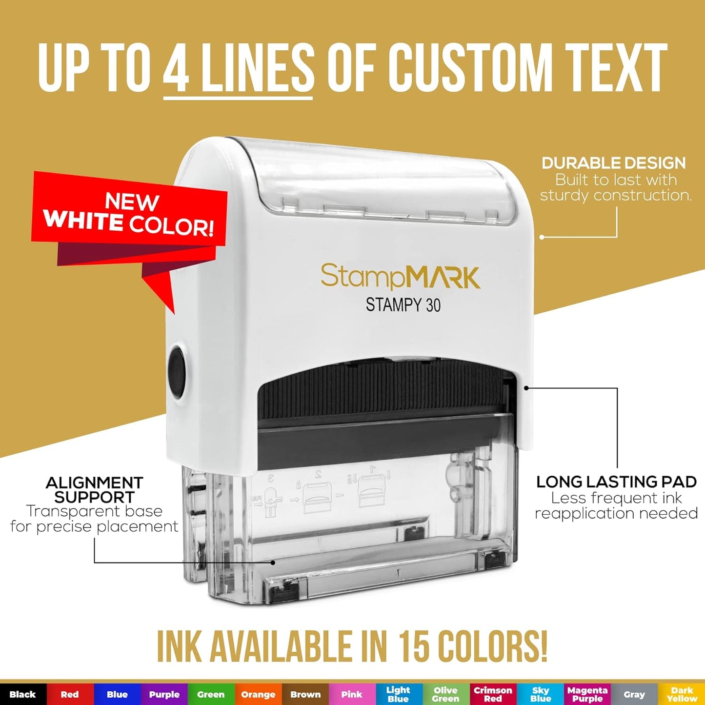 for Deposit Only Customized Office Self Inking Stamp - 3-Lines - Medium - Choose from 15 Ink Colors