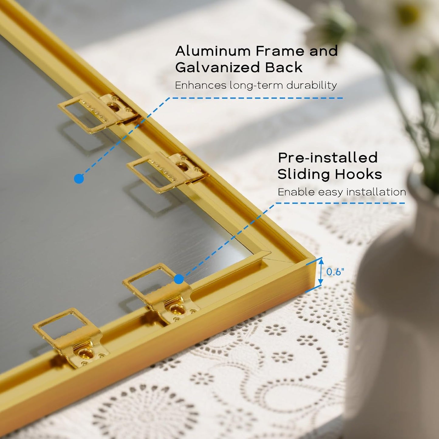 White Board Cork Board Combo, 24'' x 18'' Magnetic Dry Erase Board and Bulletin Board, Gold Aluminum Frame Vision Board Message Board for Home Office School Dorm
