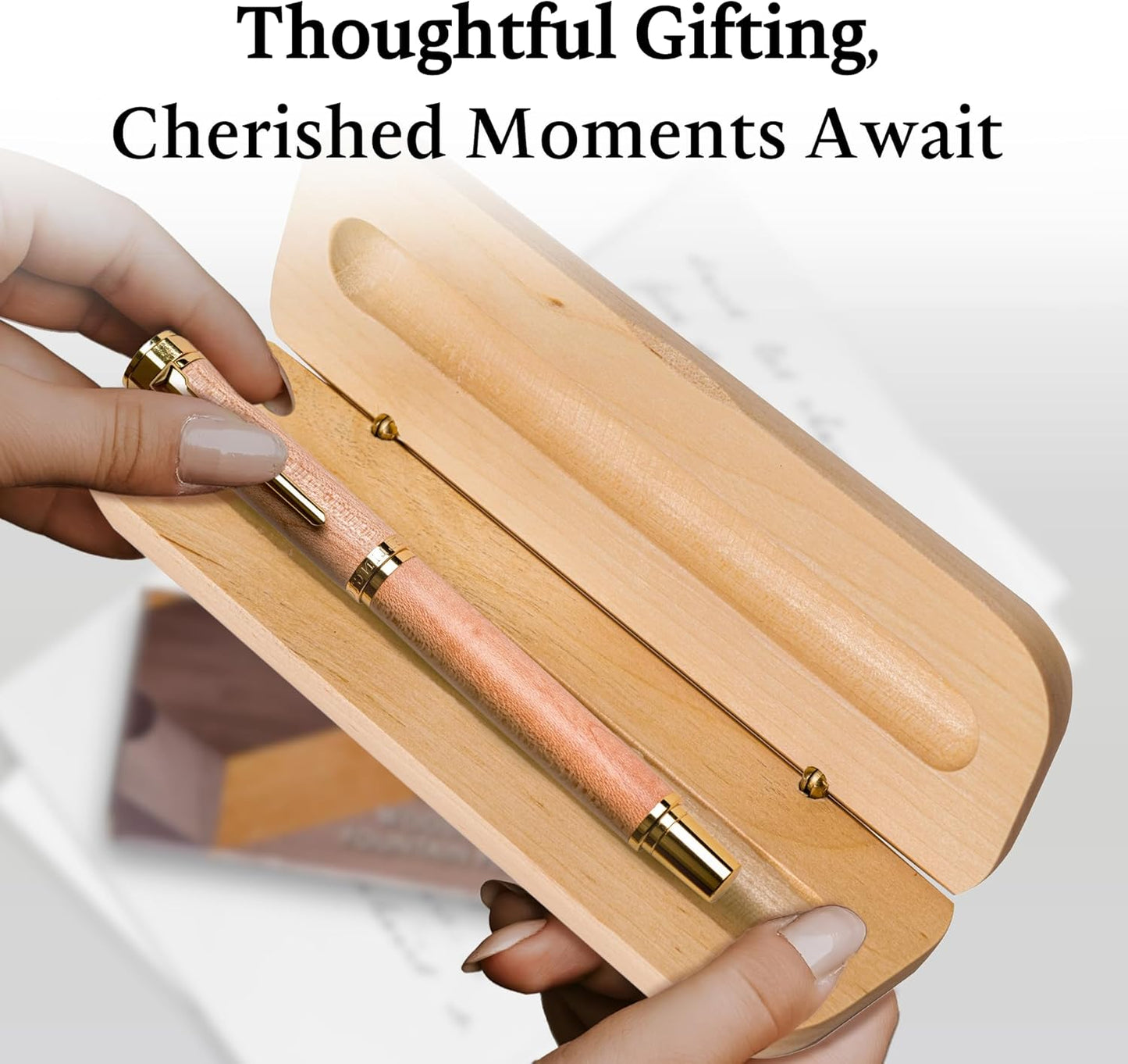 Elegant Wood Fountain Pen Set – Includes Wooden Pen Box, Ink Converter, 6 Ink Cartridges, and Gift Box – Writing, Calligraphy