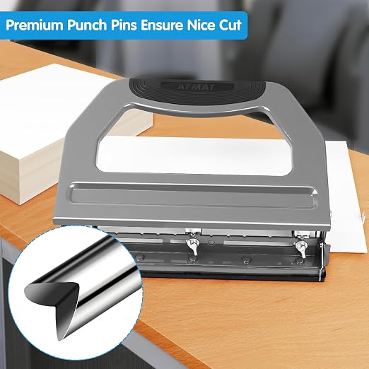 AFMAT 3 Hole Punch Heavy Duty, 9/32" Holes, 50-Sheet Hole Puncher 3 Ring - Image 5