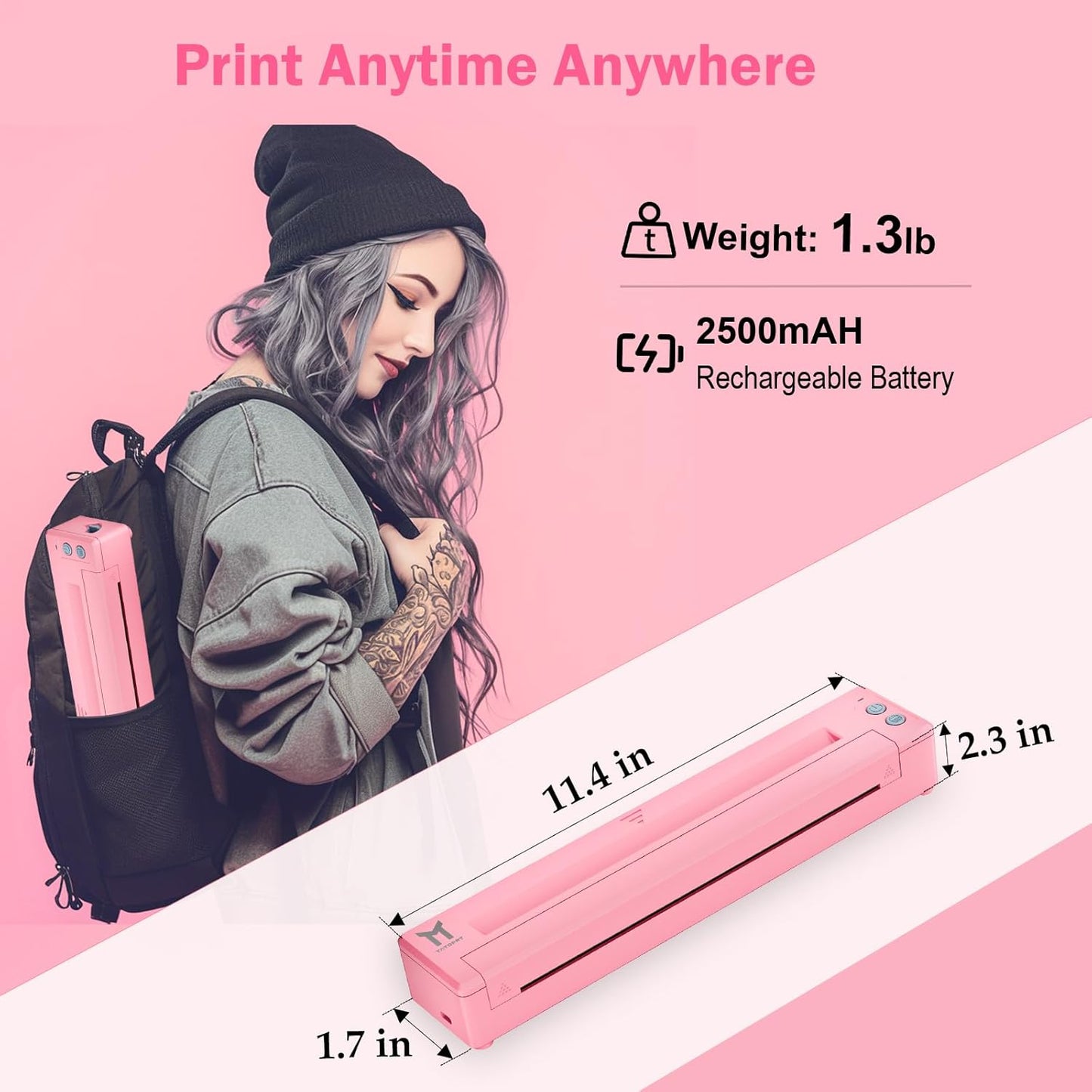 P19 Wireless Tattoo Stencil Printer Bluetooth Thermal Temporary Tattoo Transfer Printer Machine Kit for Tattoo Artists & Beginners