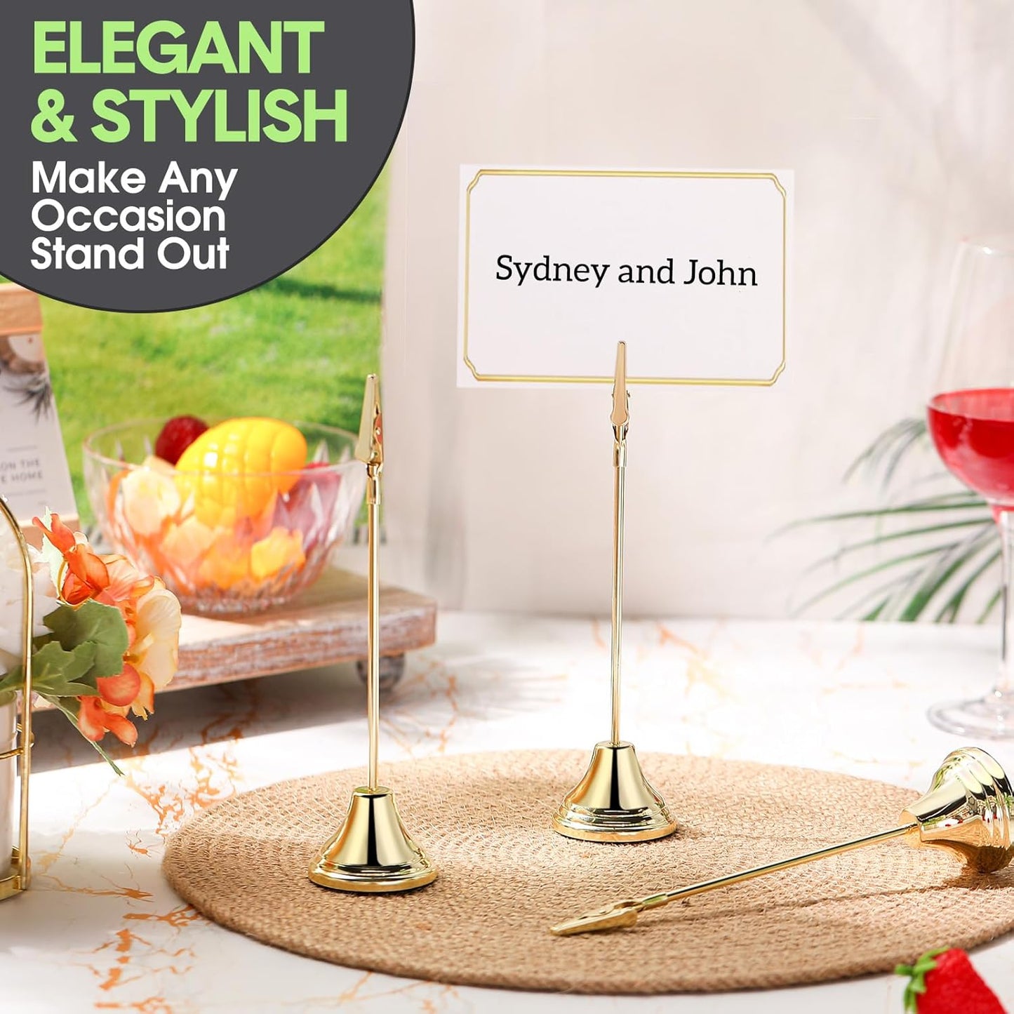 12 Pcs Table Number Holders 8 Inch Place Card Holder with Alligator Clip Metal Table Card Holders Table Number Stands Table Sign Holders for Photos, Food Signs, Birthdays, Weddings (Gold)