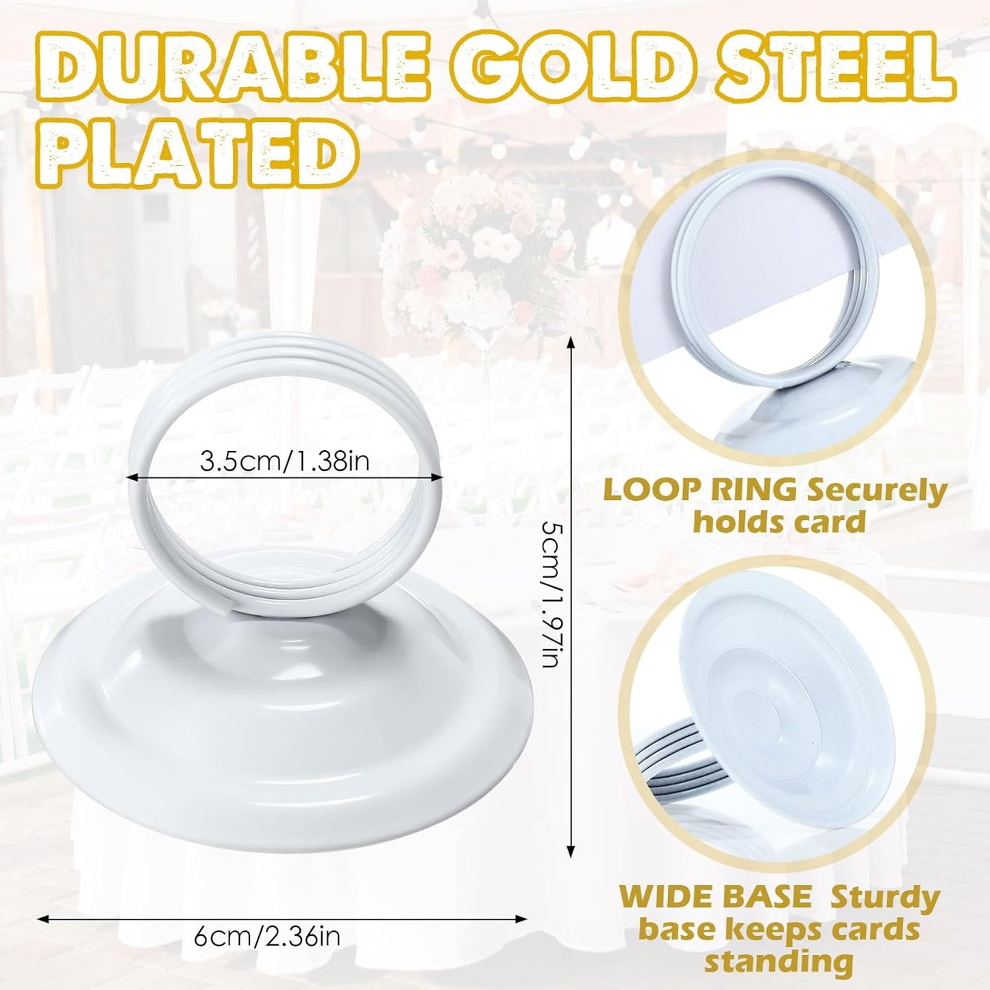 24 Pcs Table Number Holders Metal Place Card Holders Table Number Stands Tabletop Menu Sign Stands for Wedding Restaurant Recipe Banquet Birthday(White)