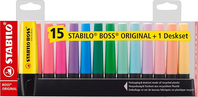 STABILO Highlighter BOSS ORIGINAL Deskset of 15 Assorted Colours - Image 2