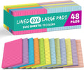 Lined Sticky Notes, 48 Pads, 4x6 Inches, Large Sticky Notes by Taja