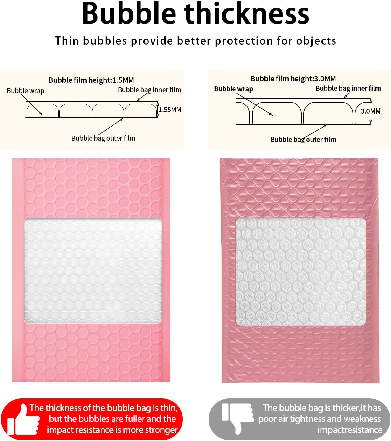 packbabol Bubble Mailers, 4x7 Inch Padded Bubble Mailers Pack of 100 Bubble Envelopes Opaque Self Seal Adhesive Waterproof Bags for Shipping and Packaging (Pink, 4x7-100)