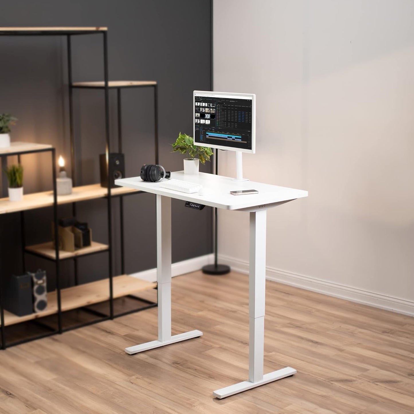 VIVO Electric 43 x 24 in Standing Desk, Memory Height Adjustment, 1B Series, White Top, White Frame, DESK-1W4W