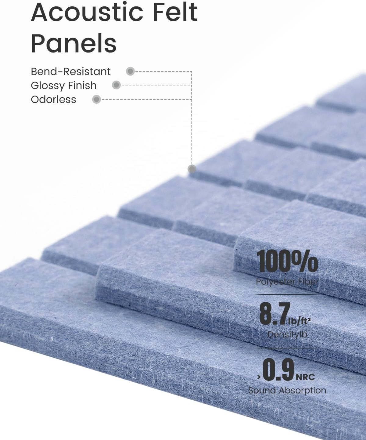 Felt Bulletin Board Tiles -28"x18" with 40 Adhesive Tabs, Cork Board Alternative for Office Decor, Push Pin Board Wall Organizer 6-Pack (Soft Periwinkle)