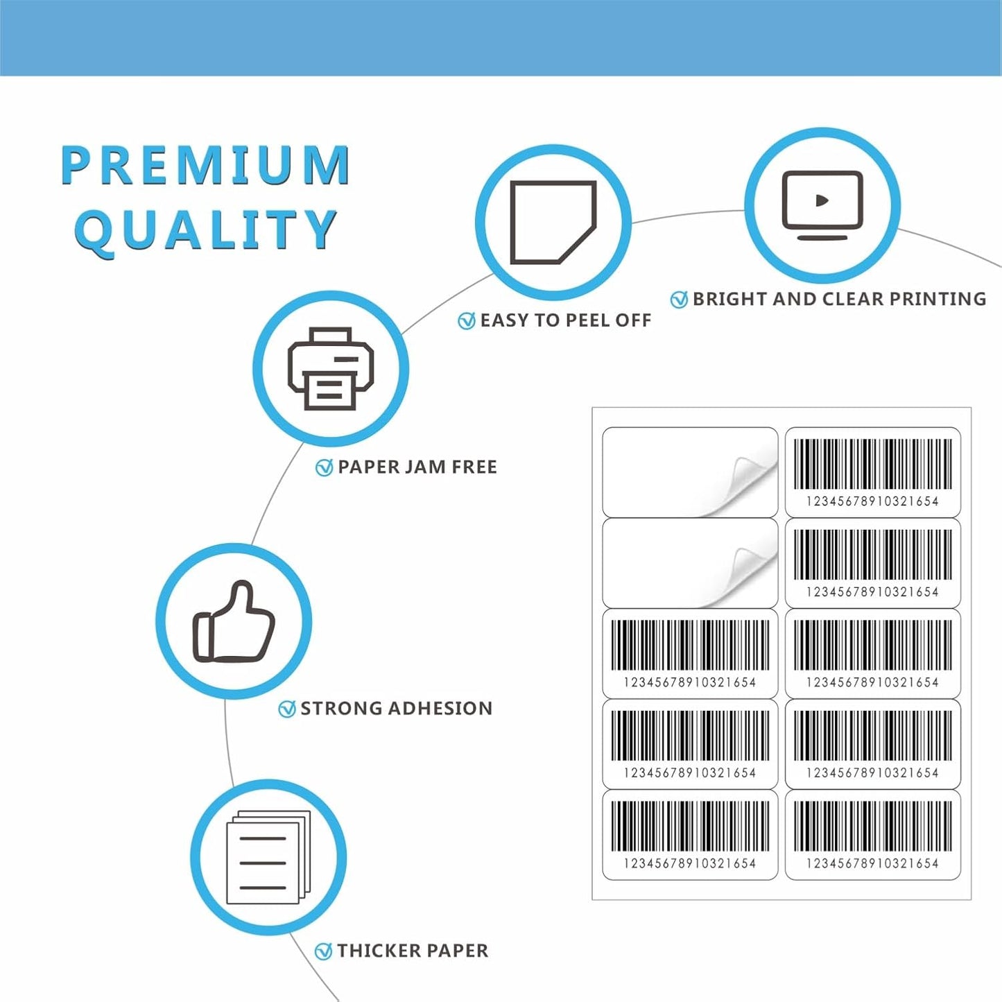 2"×4" Shipping Labels, JIQEZNL Premium 10 UP Address Labels, 300 Mailing Labels for Envelopes for Laser/Ink Jet Printer, White Paper Printable Sticker Labels 10 Per Sheet 8.5"×11"