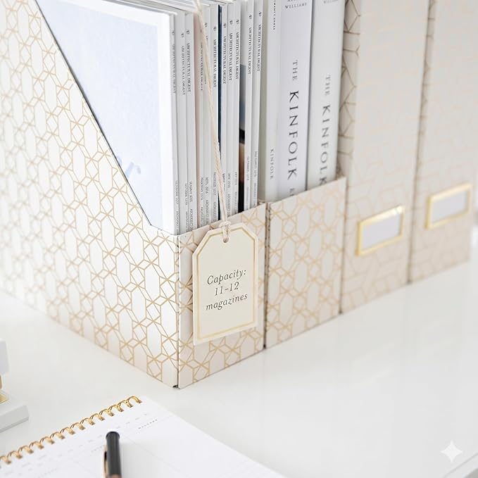 BLU MONACO | Cardboard Magazine File Holder Set of 4 | Vertical Magazine File - Image 6
