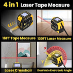 4-in-1 Laser Tape Measure with Level and Crosshairs, 16FT AutoLock Measuring - Image 2