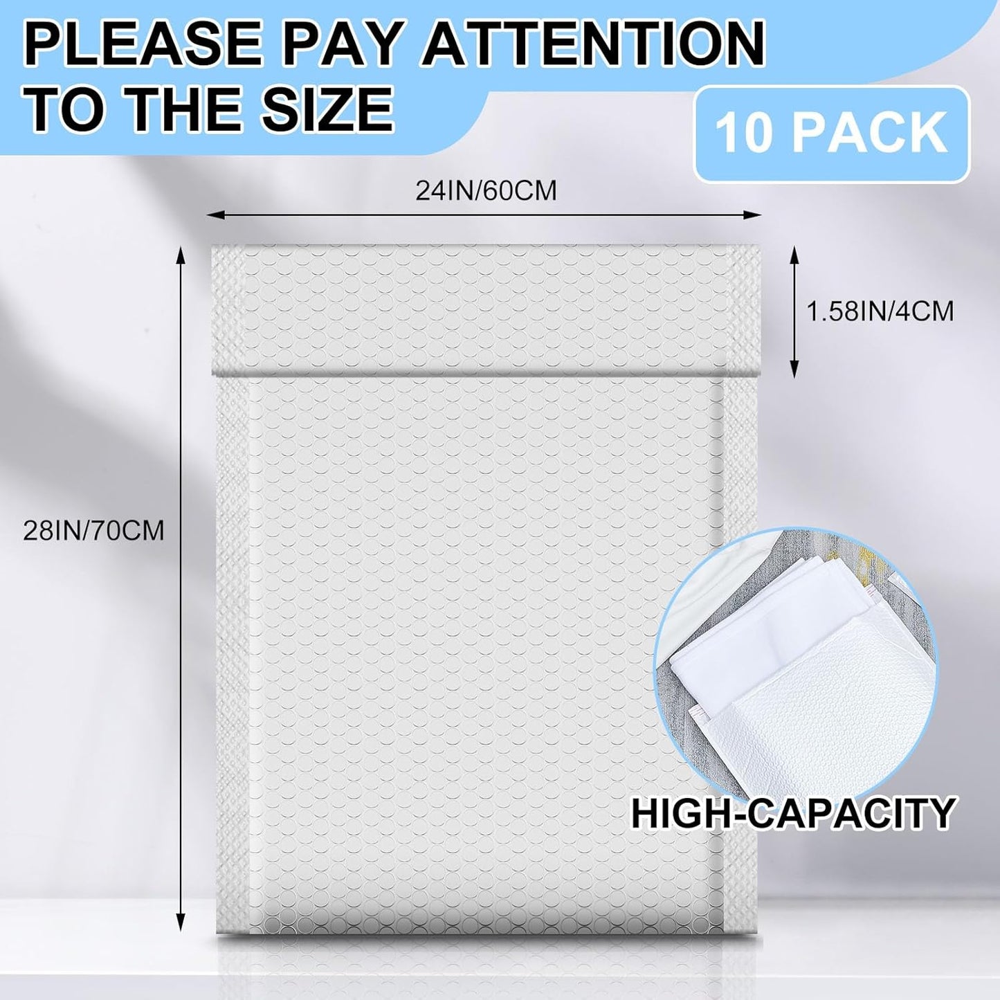 Ireer 10 Pack Extra Large 24 x 28" Bubble Mailers Poly Padded Envelopes Cushioned Mailing Envelopes Bubble Padded Mailers Self Adhesive Waterproof Shipping Bags for Business Christmas Gift Packaging
