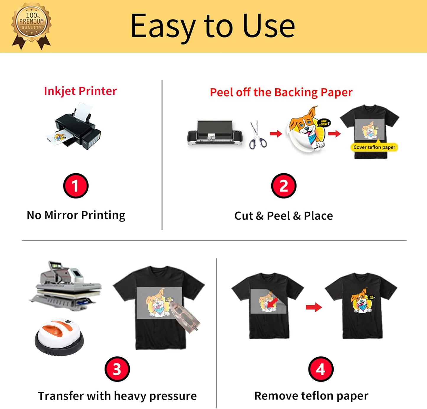 TransOurDream Iron on Heat Transfer Paper for Dark and Light Fabrics (15+15 Sheets, 8.5x11", Mix Pack) Iron on Transfers for T Shirts Printable HTV Heat Transfer Vinyl for Inkjet Printers