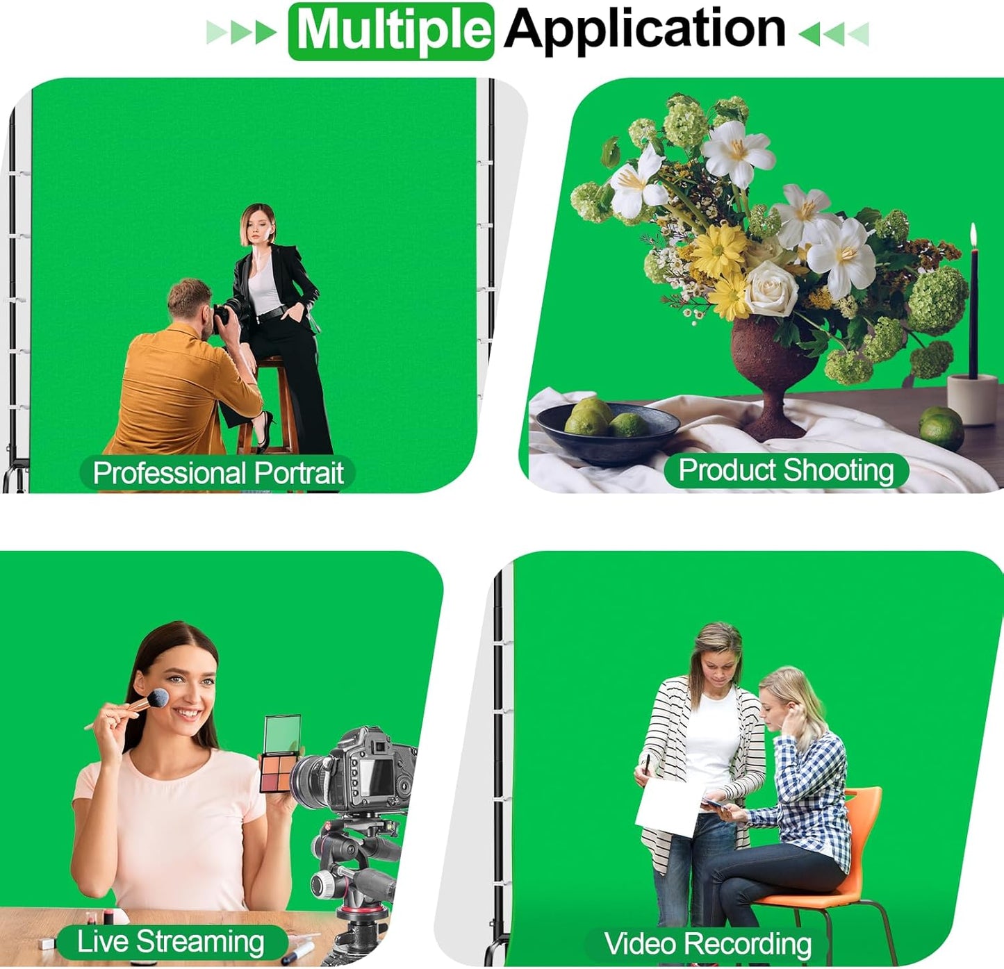 EMART 7x10ft Green Screen Backdrop Kit with Movable Stand, Large 9.5x9.5ft Photography Greenscreen Background Adjustable Frame with Wheels for Photo Shoot, Live Streaming, Video Recording