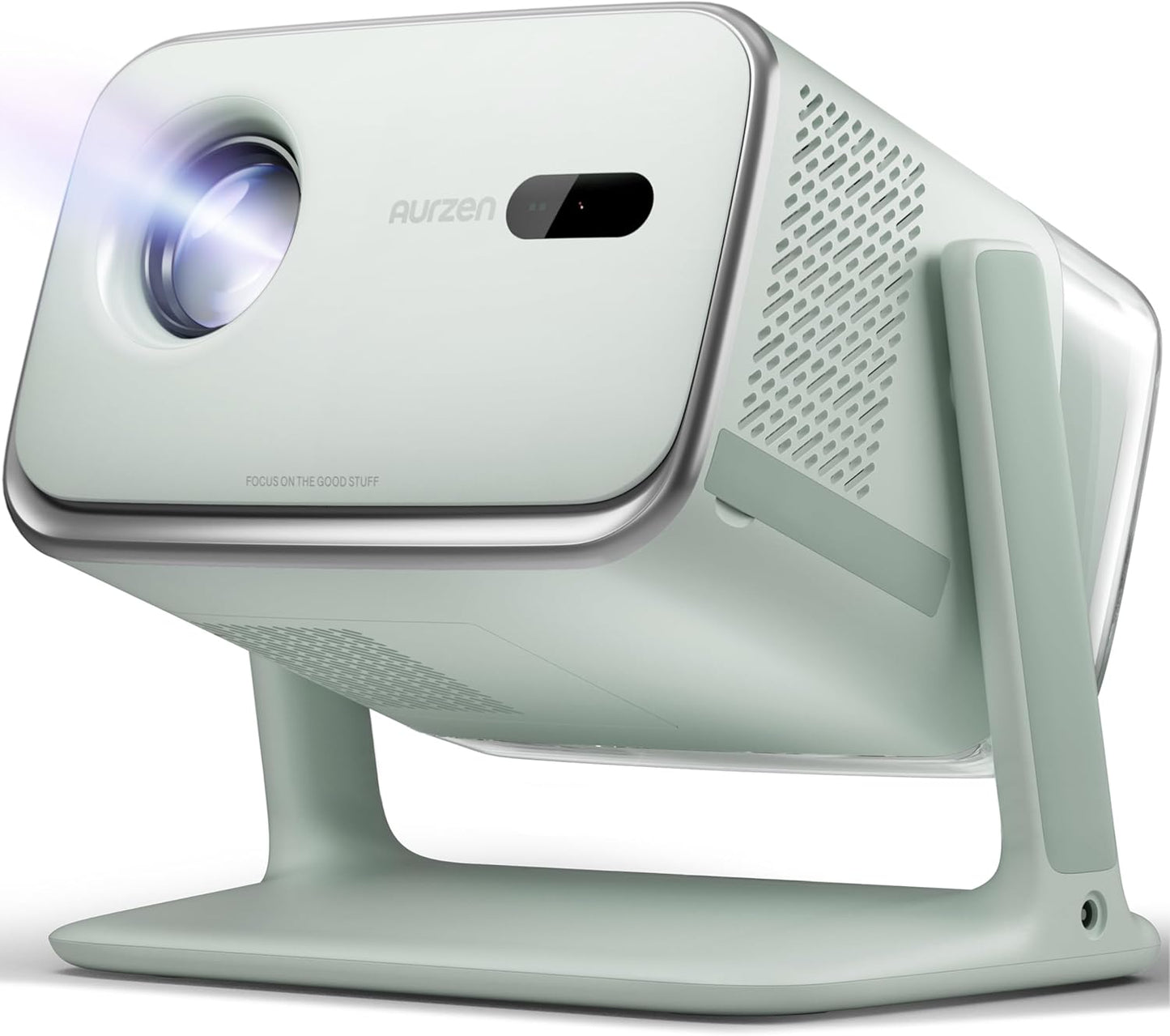 Aurzen BOOM mini Google TV 4K Supported Smart Projector with WiFi and Bluetooth, Outdoor & Home Movie Projector with 20W Speakers DoIby Audio, Real-Time Focus & Keystone, 500 ANSI Lumens, Green