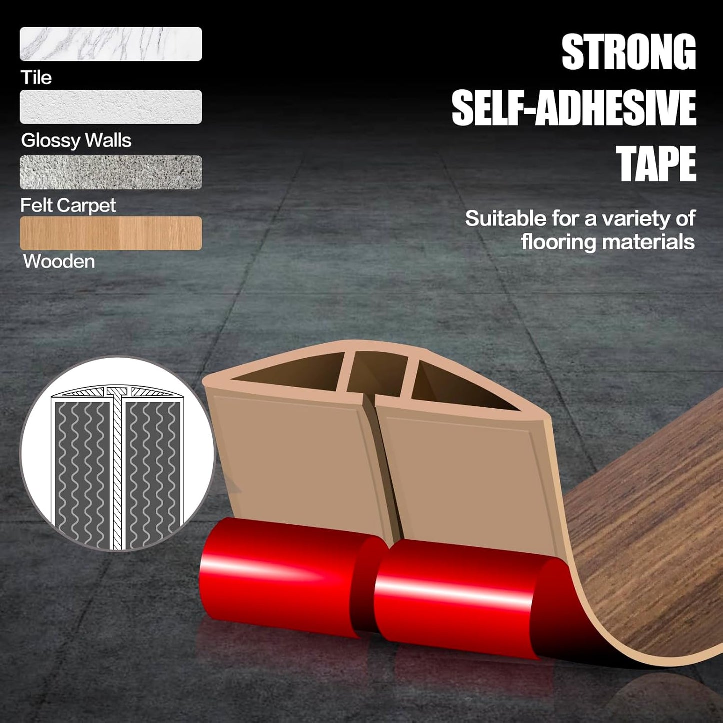 Floor Cord Cover Cable Cavity Self Adhesive Cord Hider Floor 10FT Floor Cable Management Power Cord Protector Floor Electric Cord Covers for Offices, Gym, Exhibitions (Misty Brown Wood, 1.57" x 10')