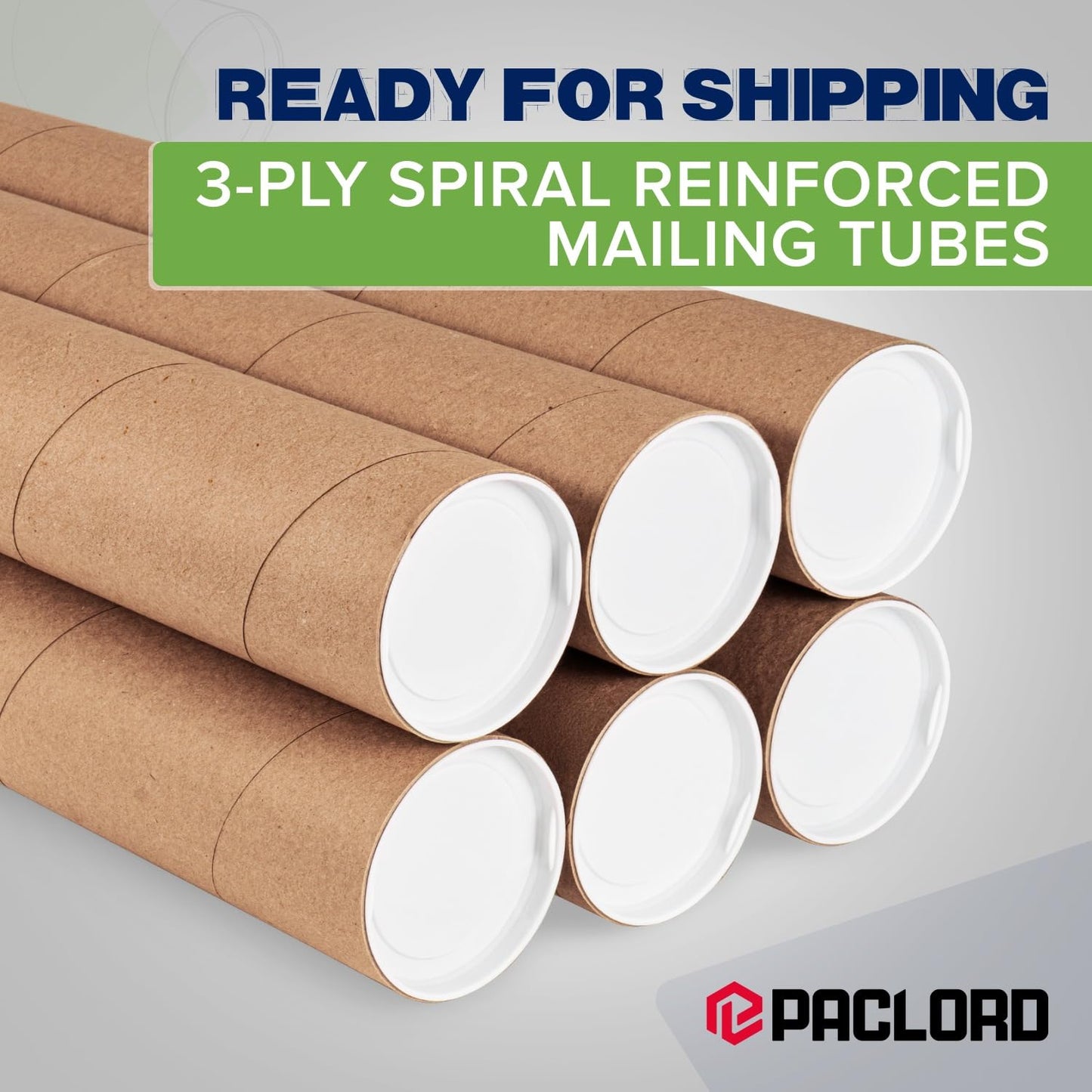 4" x 18" Reinforced Kraft Paper Mailing Tube, Pack of 4 Tubes with 8 Caps – Secure USPS Approved Poster Tube – Cardboard Tube for Shipping and Storing Posters, Prints, Artwork, or Documents