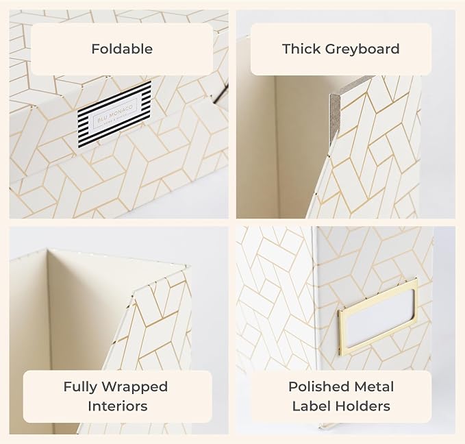 BLU MONACO | Cardboard Magazine File Holder Set of 4 | Vertical Magazine File - Image 7