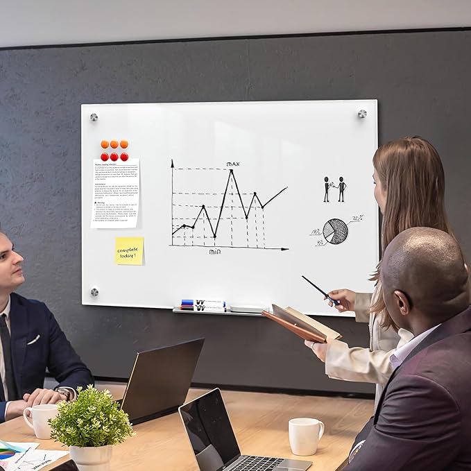 MaxGear Glass Whiteboard Wall Mounted, Frameless Magnetic Dry Erase Board - Image 2