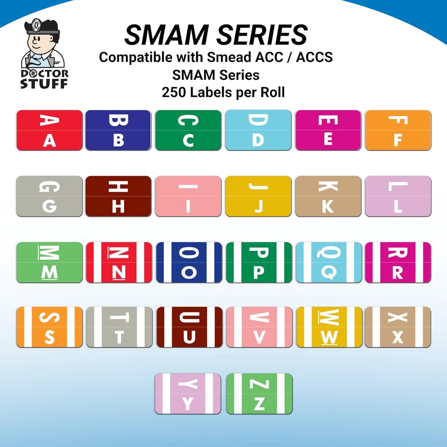 Doctor Stuff - File Folder Labels, Alphabet Letter O, Compatible with Smead Alpha Z Acc/ACCS - SMSM Series Alpha Stickers Dark Blue, 1-5/8" x 1”, 250/Roll